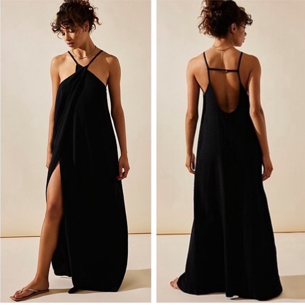Free People Beach Straps Textured Wrap Maxi Dress